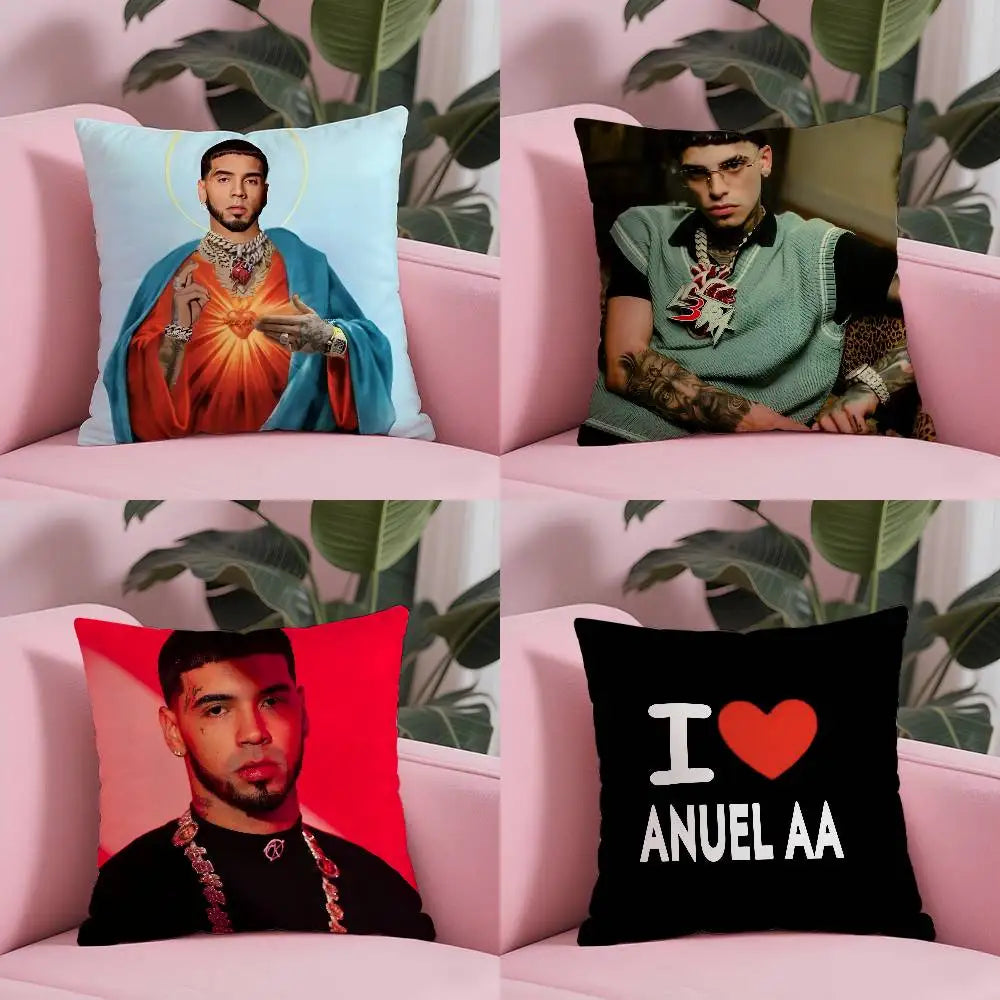 Funda de almohada Anuel AA suave con cremallera