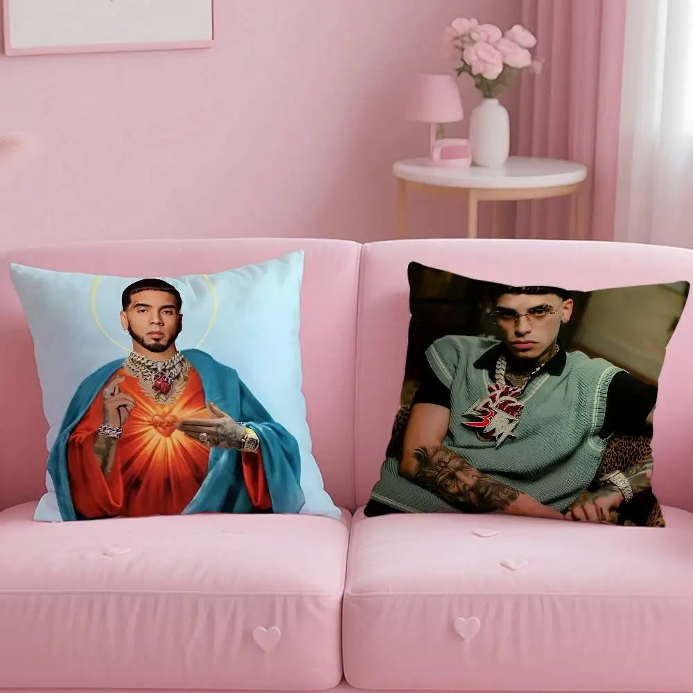 Funda de almohada Anuel AA suave con cremallera
