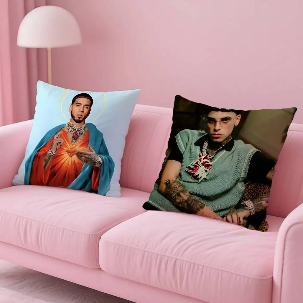 Funda de almohada Anuel AA suave con cremallera