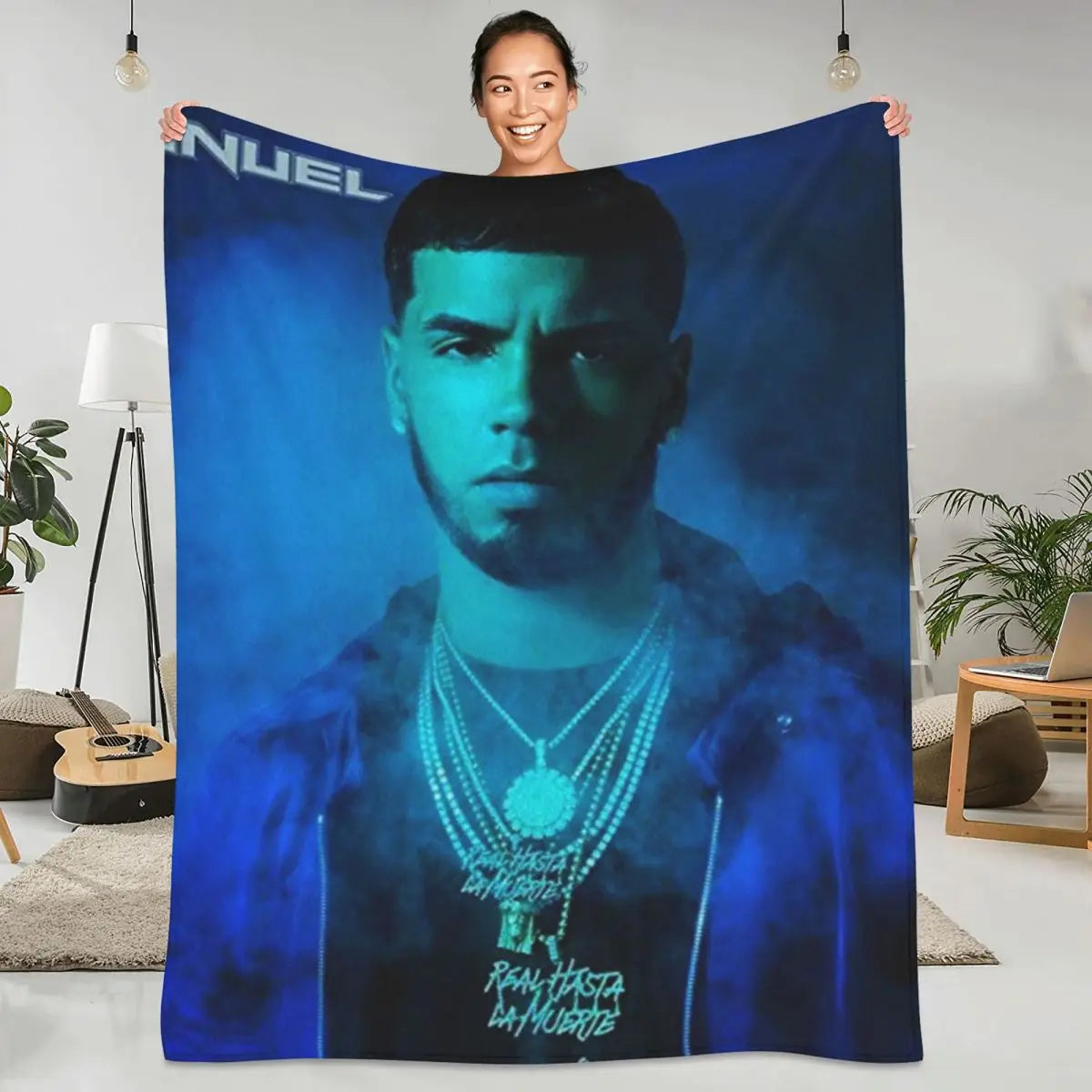 Manta Anuel AA suave para sofá/cama