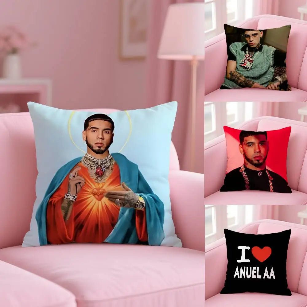 Funda de almohada Anuel AA suave con cremallera