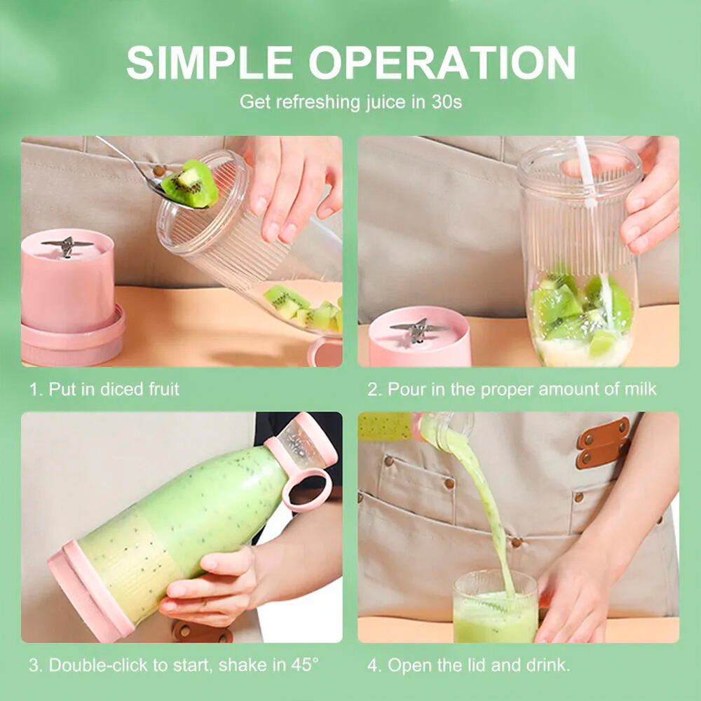 Botella Licuadora Portátil USB – Mezclador Personal Recargable para Smoothies, Batidos y Zumos