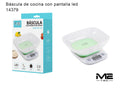 Báscula de cocina electrónica con pantalla LED y taza medidora