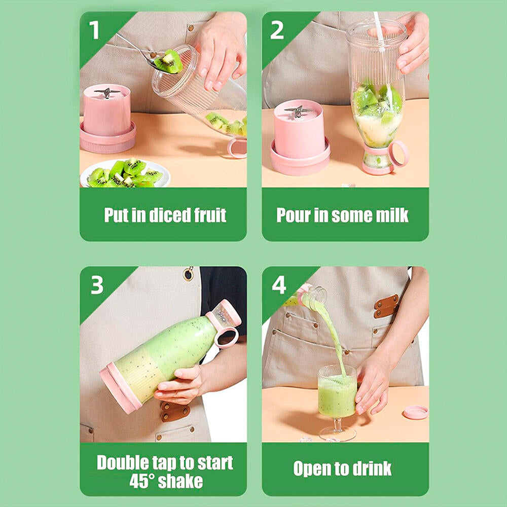Botella Licuadora Portátil USB – Mezclador Personal Recargable para Smoothies, Batidos y Zumos