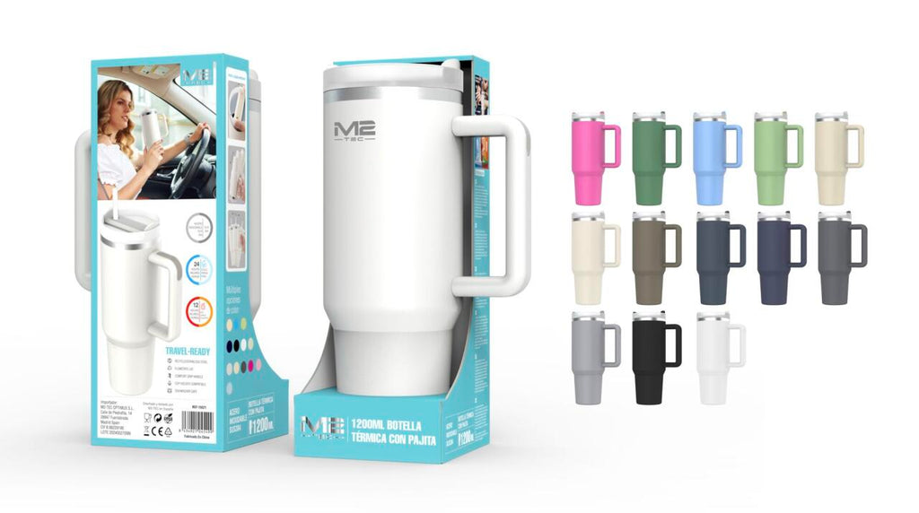 ThermoSteel 1200 ml – Botella térmica premium de acero inoxidable con pajita y aislamiento avanzado