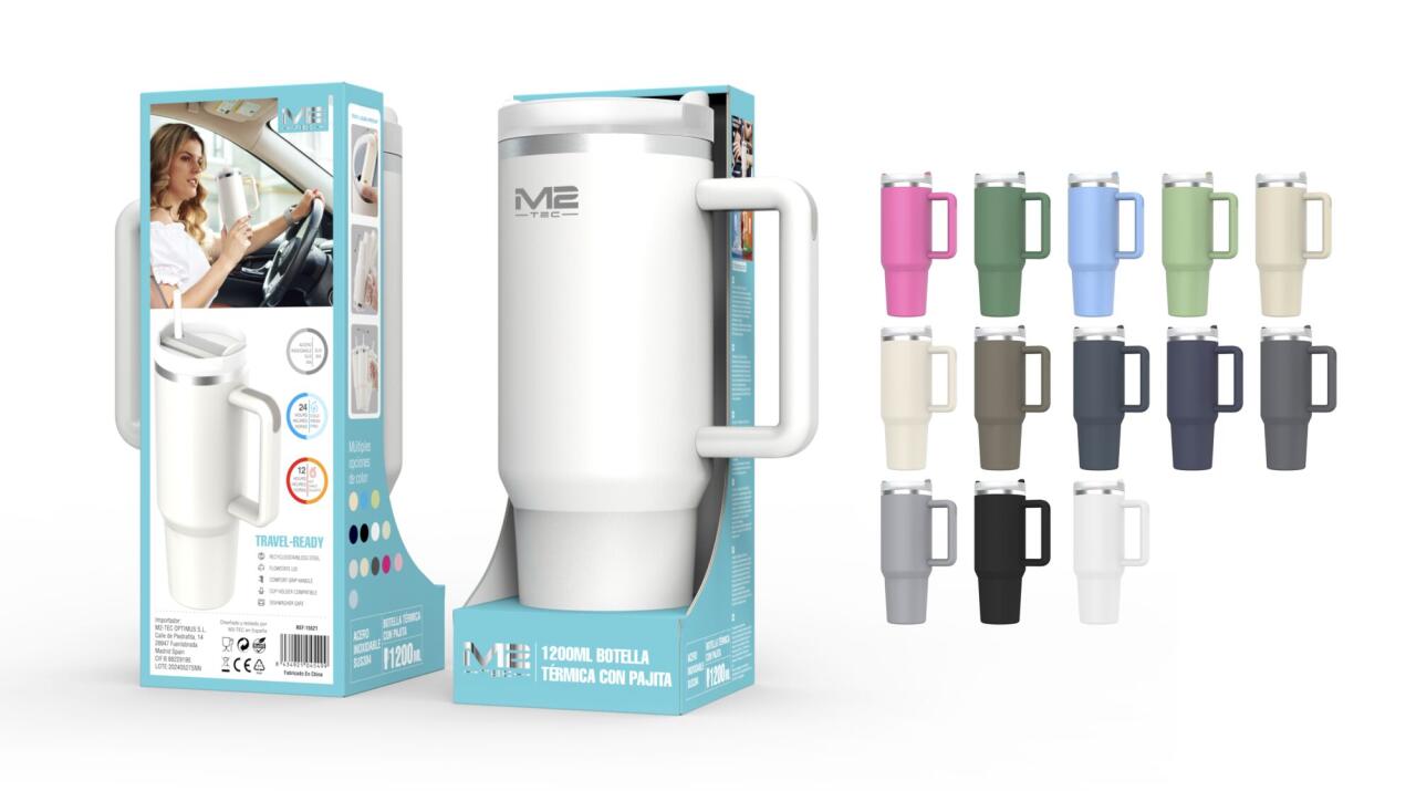 ThermoSteel 1200 ml – Botella térmica premium de acero inoxidable con pajita y aislamiento avanzado